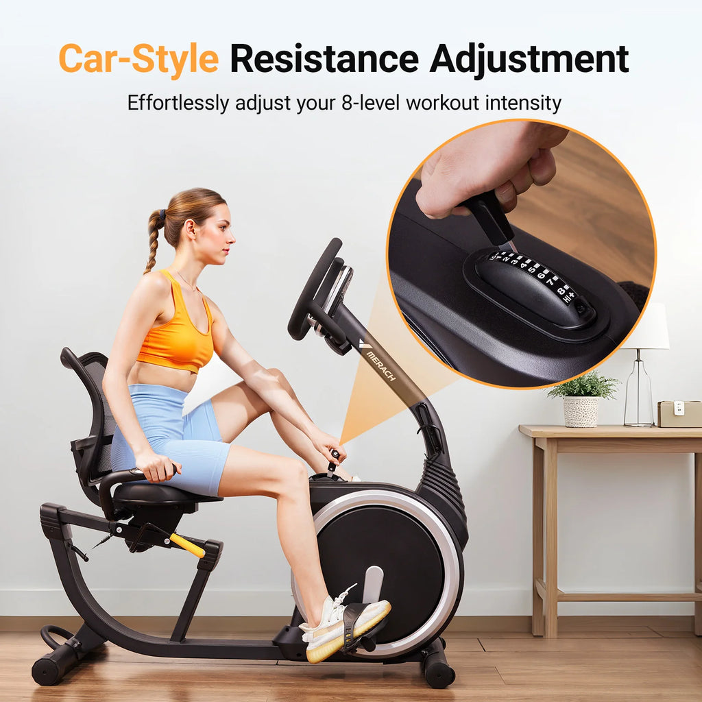 MERACH Recumbent Exercise Bike High-end for Home Light Commercial Bikes for Seniors Adult Magnetic Stationary Heart Rate Handle