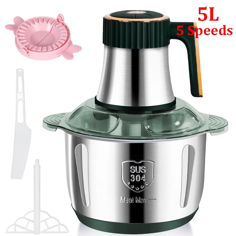 2L/5L Electric Meat Grinder Food Processor Chopper Stainless Steel Kitchen light Machine Chopper Slicer Machine Home Grinder