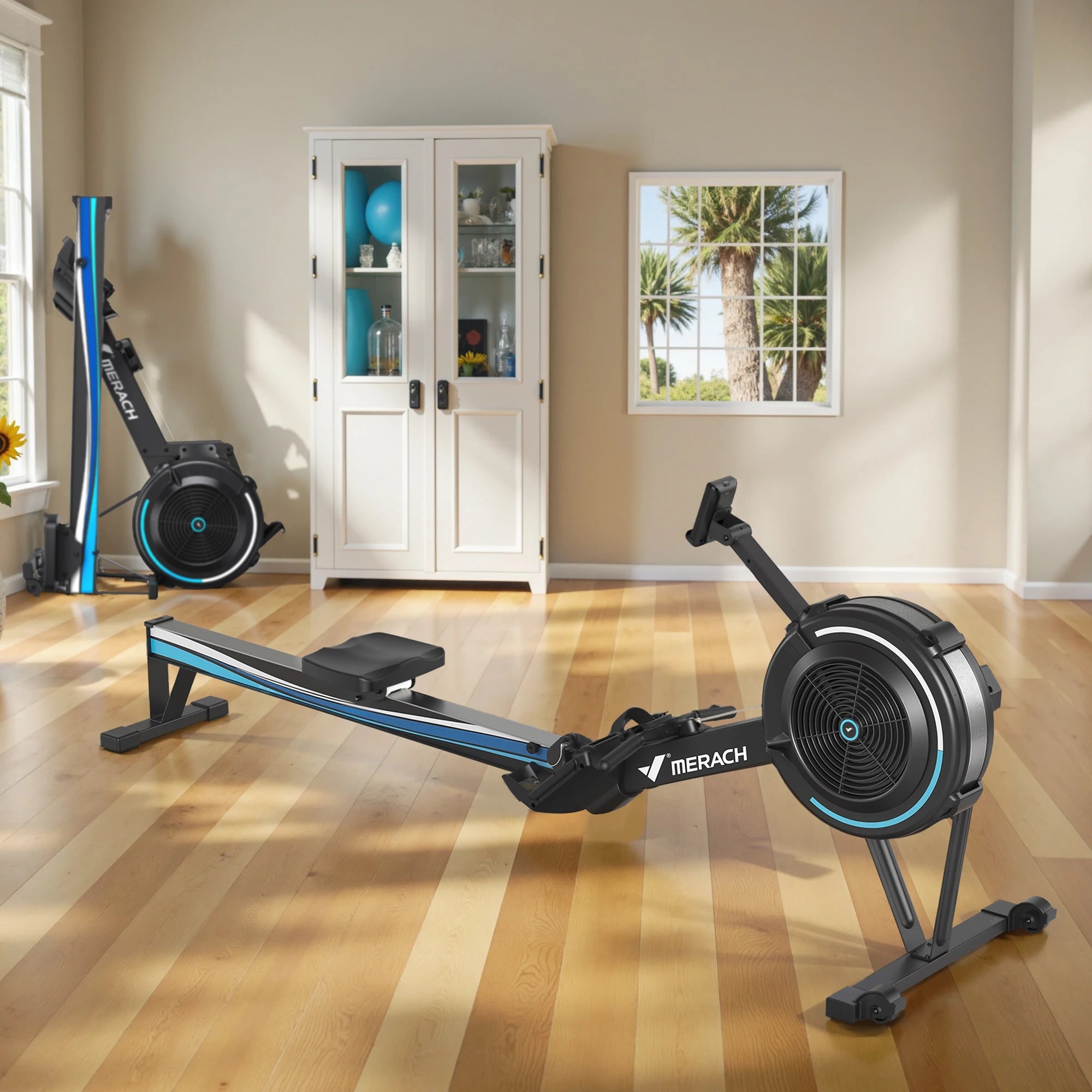 MERACH Rowing Machines R11 Home Adjustable Air Resistance Professional Rowing Machine Ergonomic Comfort Seat Performance Monitor