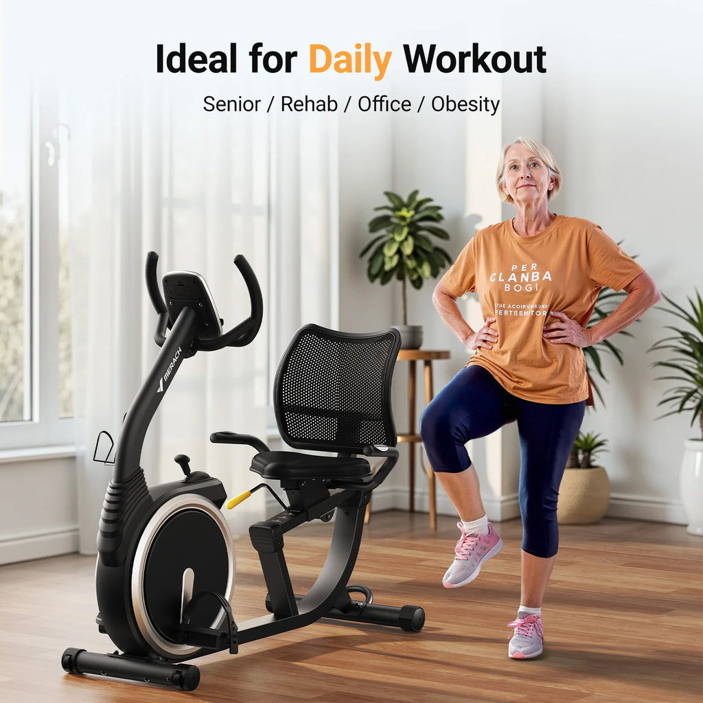 MERACH Recumbent Exercise Bike High-end for Home Light Commercial Bikes for Seniors Adult Magnetic Stationary Heart Rate Handle
