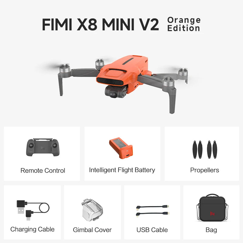 FIMI X8 Pro Drone with 1/1.3"CMOS Sensor 4K professional 3-axis Gimbal camera Obstacle Sensing 15KM transmission range GPS