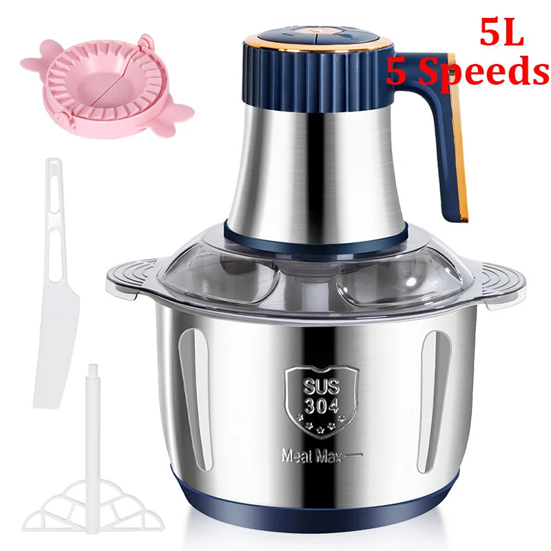 2L/5L Electric Meat Grinder Food Processor Chopper Stainless Steel Kitchen light Machine Chopper Slicer Machine Home Grinder
