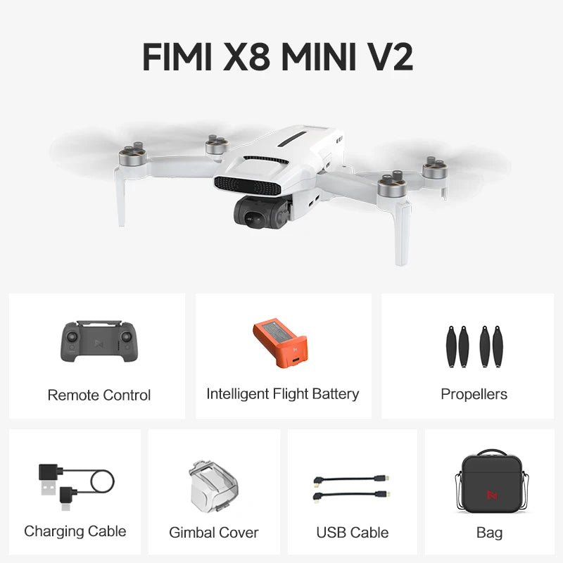FIMI X8 Pro Drone with 1/1.3"CMOS Sensor 4K professional 3-axis Gimbal camera Obstacle Sensing 15KM transmission range GPS