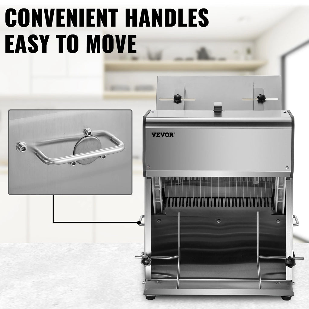 SucceBuy Commercial Bread Slicer Stainless Steel 12mm Blades Electric Bread Cutting Machine Kitchen Appliance Toast Processor