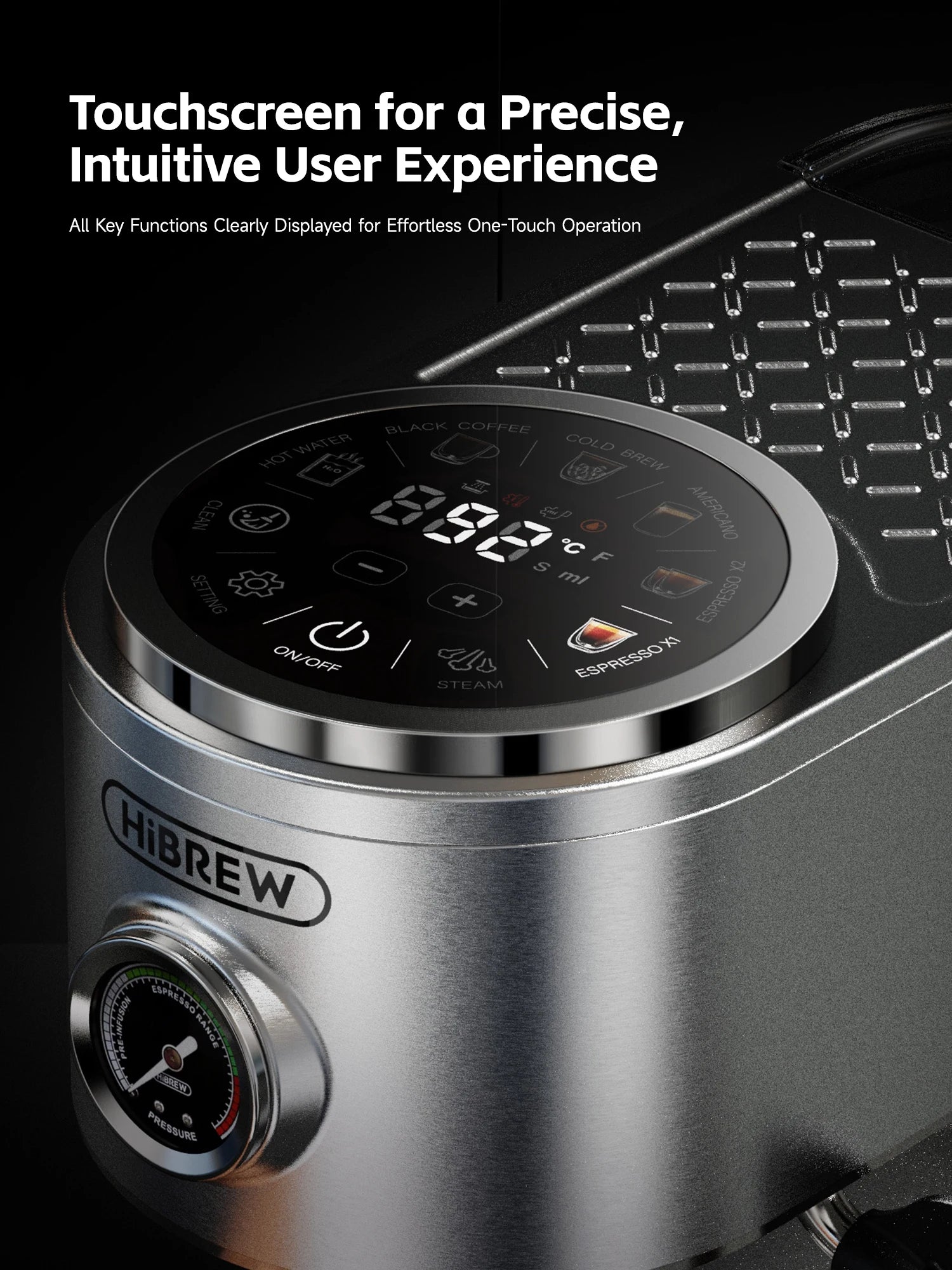 HiBREW Semi-automatic Espresso Coffee Machine 3 Level Temperature Adjustable Cold/Hot 20Bar Coffee Maker Cappuccino H13