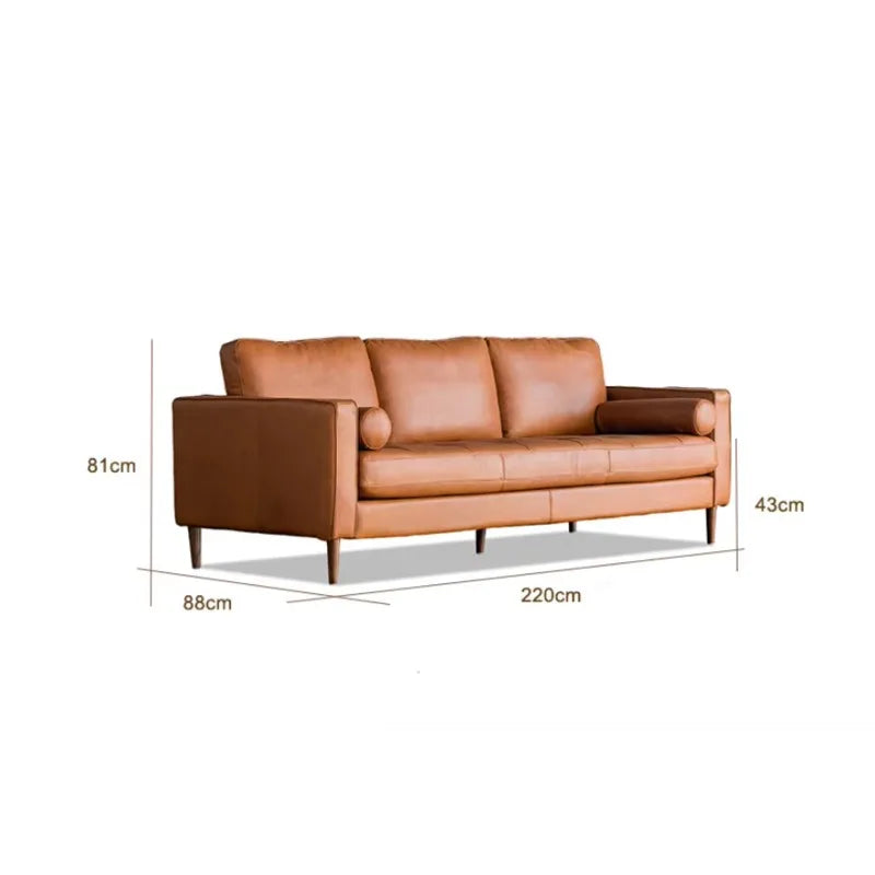 Indoor Furniture Luxury Wooden Frame Modern Living Room 3 Seater Leather Sofa