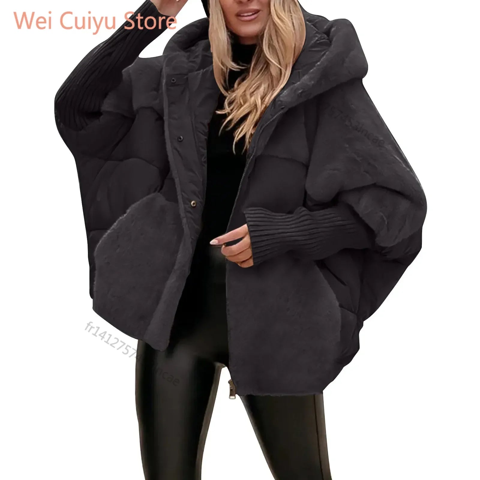 Women's Loose Cotton Coat Faux Fur Patchwork Winter Coat Comfort Chic Long Sleeve Hooded Jacket