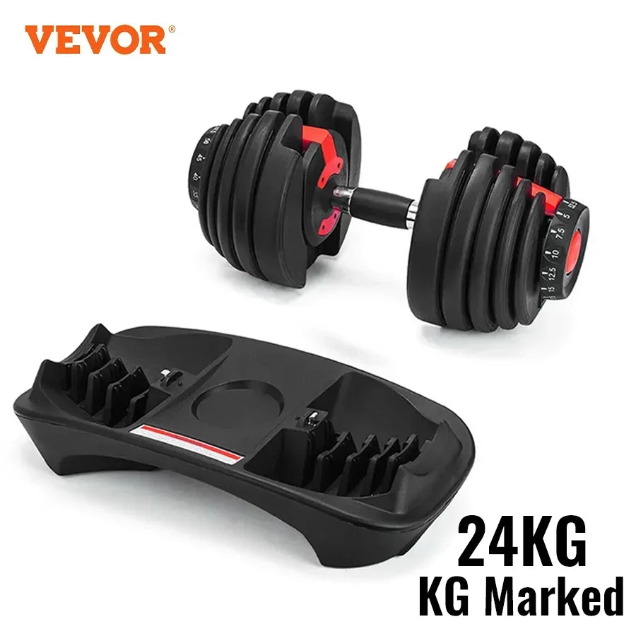 VEVOR 24Kg Dumbbells Adjustable 2.5-24KG Fitness Workouts Dumbbells Set Sports Fitness Equipment for Exercise Health