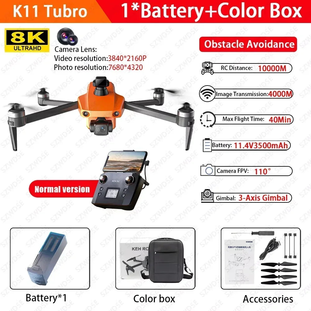 Cole Professional K11 Tubro Drone Aerial 8K HD Dual Camera with Built-in Airdrop Intelligent Obstacle Avoidance And RC Aircraft