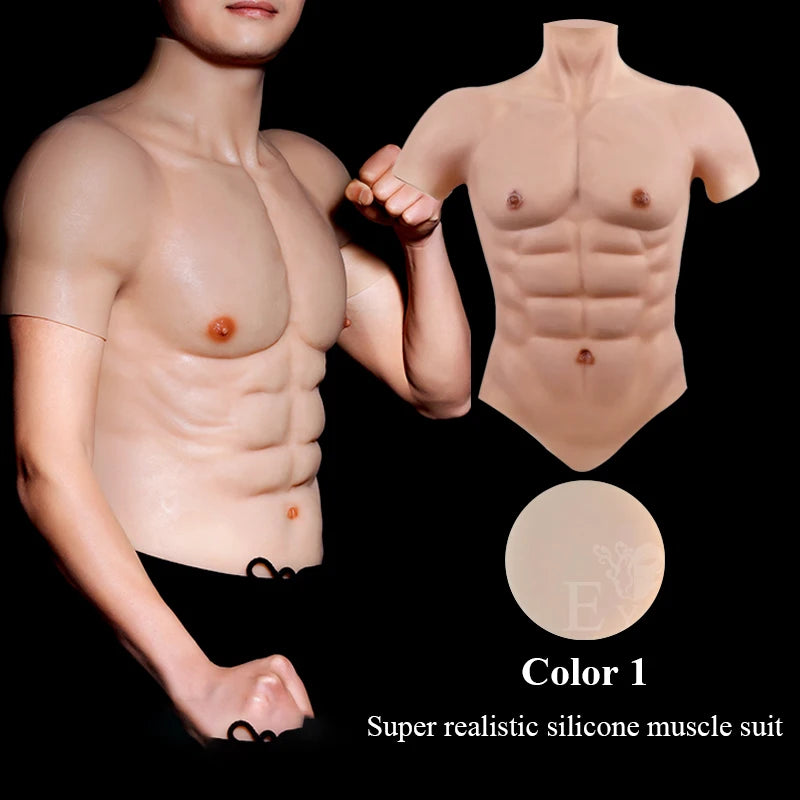 Eyung Silicone Muscle Suit For Man Cosplay Costume Male Fake Chest Bodysuit Realistic Simulation Muscles for Halloween lifelike
