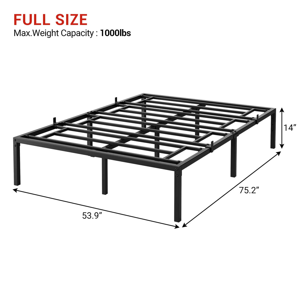 Twin/Full/Queen Size Modern Metal Bed Frame No Box Spring Needed Reinforced Steel Structure with Heavy Duty Metal Slats