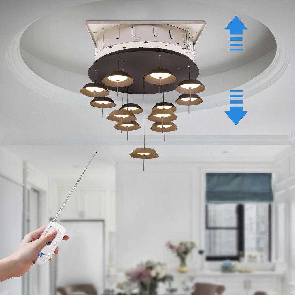 110V 2-in-1 Electric Hoist Ceiling Light Lifting System, 220lbs Capacity, 5M Lift for Villas Home Hotel