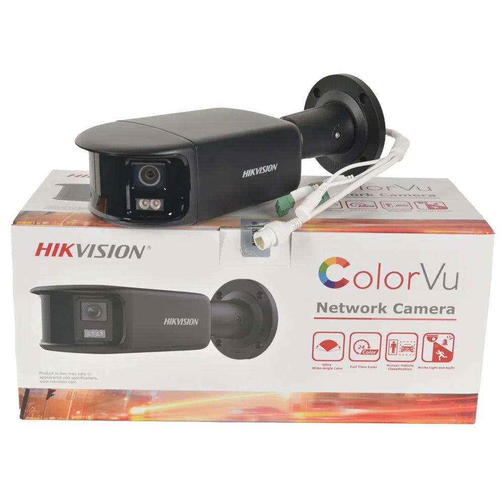 HIKVISION 8MP Panoramic ColorVu Bullet IP Camera DS-2CD2T87G2P-LSU/SL 4K Security Double Lens Color Night Built-in Mic Speaker