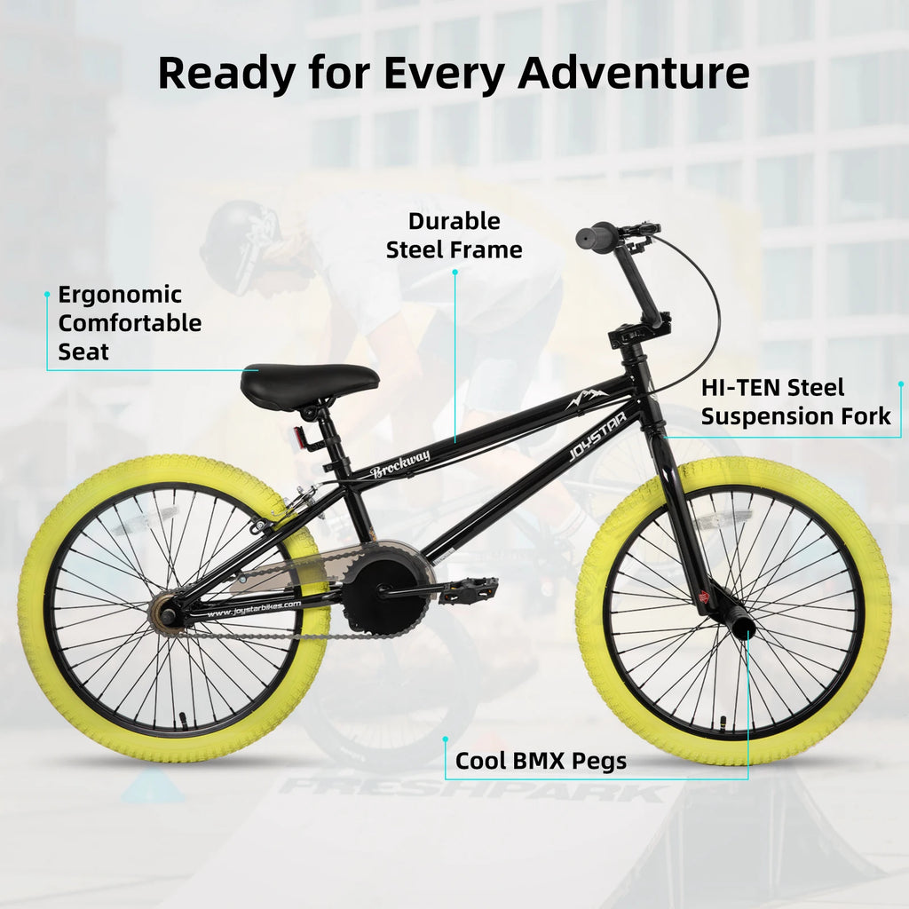 JOYSTAR Freestyle Kids BMX Bikes 20" 24" Kids Bicycles for 6-14 Years Boys Girls and Beginner-Level Riders 2 Pegs