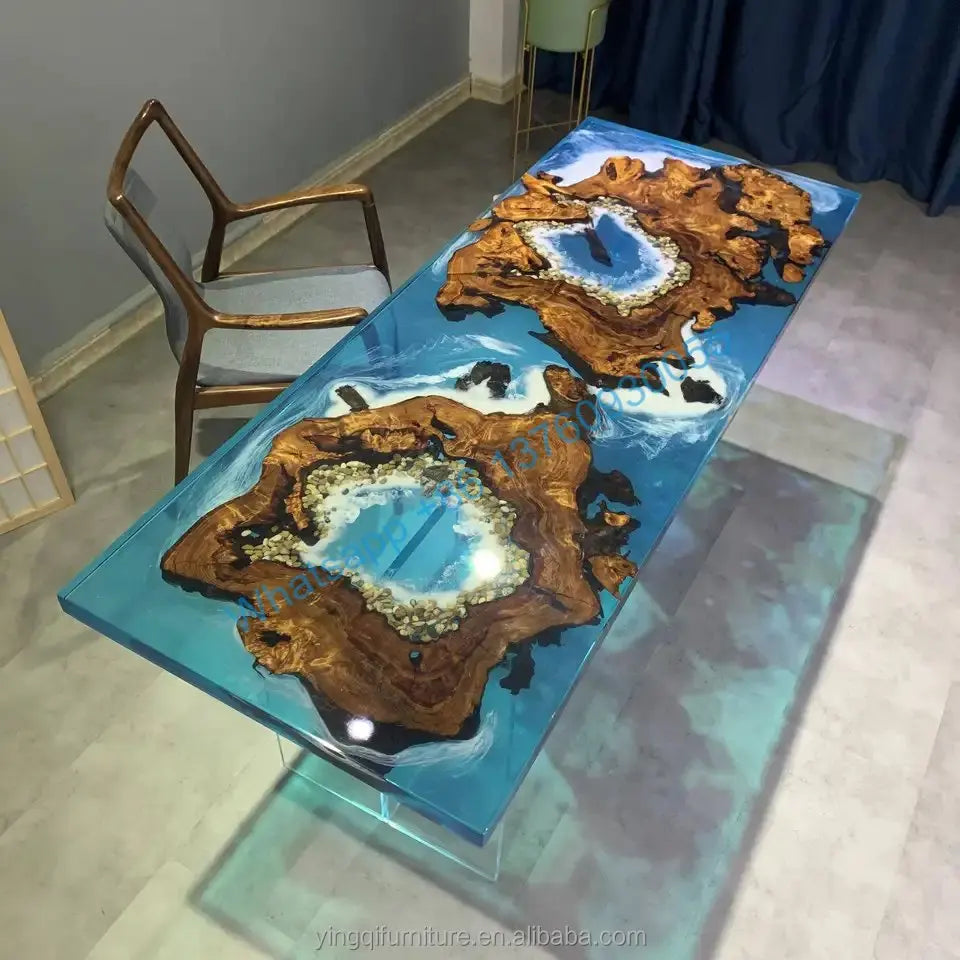 Patio New Outdoor Modern Design 2023 Customization Walnut Dining bar table restaurant table Resin Epoxy table