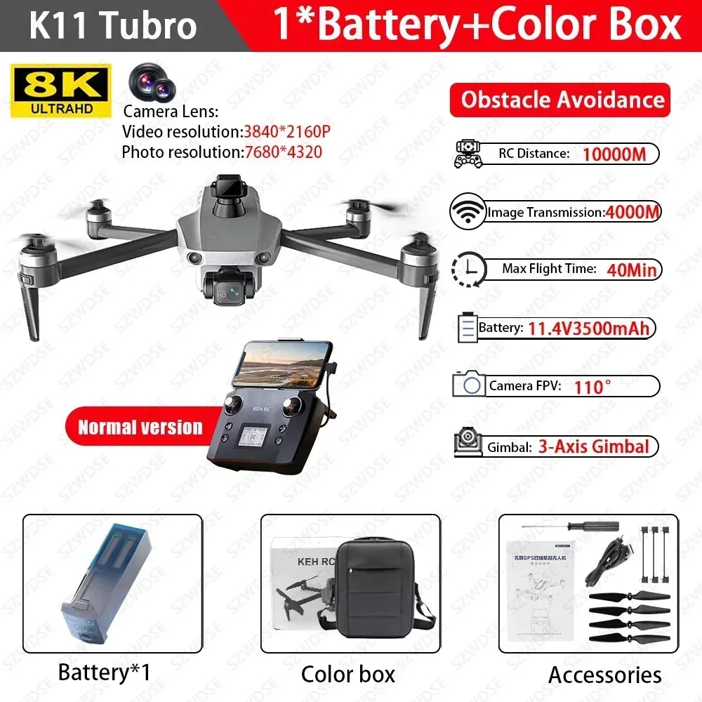 Cole Professional K11 Tubro Drone Aerial 8K HD Dual Camera with Built-in Airdrop Intelligent Obstacle Avoidance And RC Aircraft
