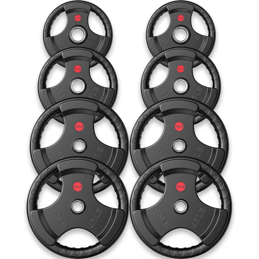 2inch Rubber Grip Weight Plates for Strength Training in Home and Gym Barbell Weights Plates Set 250LBS Set (2x10,2x25,4x45lb)