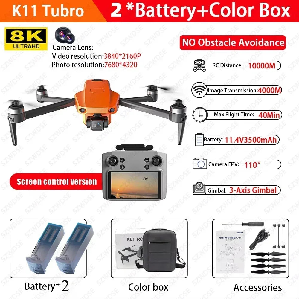 Cole Professional K11 Tubro Drone Aerial 8K HD Dual Camera with Built-in Airdrop Intelligent Obstacle Avoidance And RC Aircraft