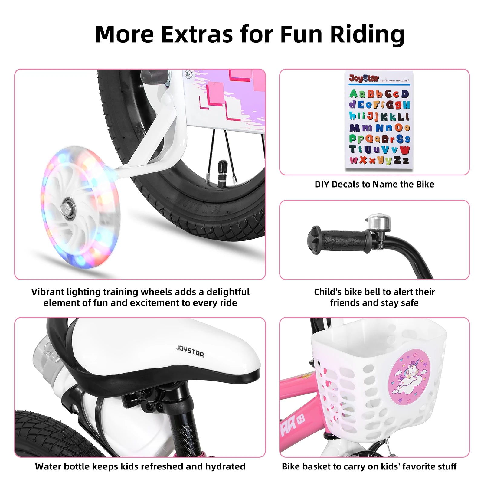 JOYSTAR 12 14 16 18 20 Inch Kids Bike with Light Up Training Wheels, Kids' Bicycle for Boys Girls Age 3-12 Years, Children Bikes