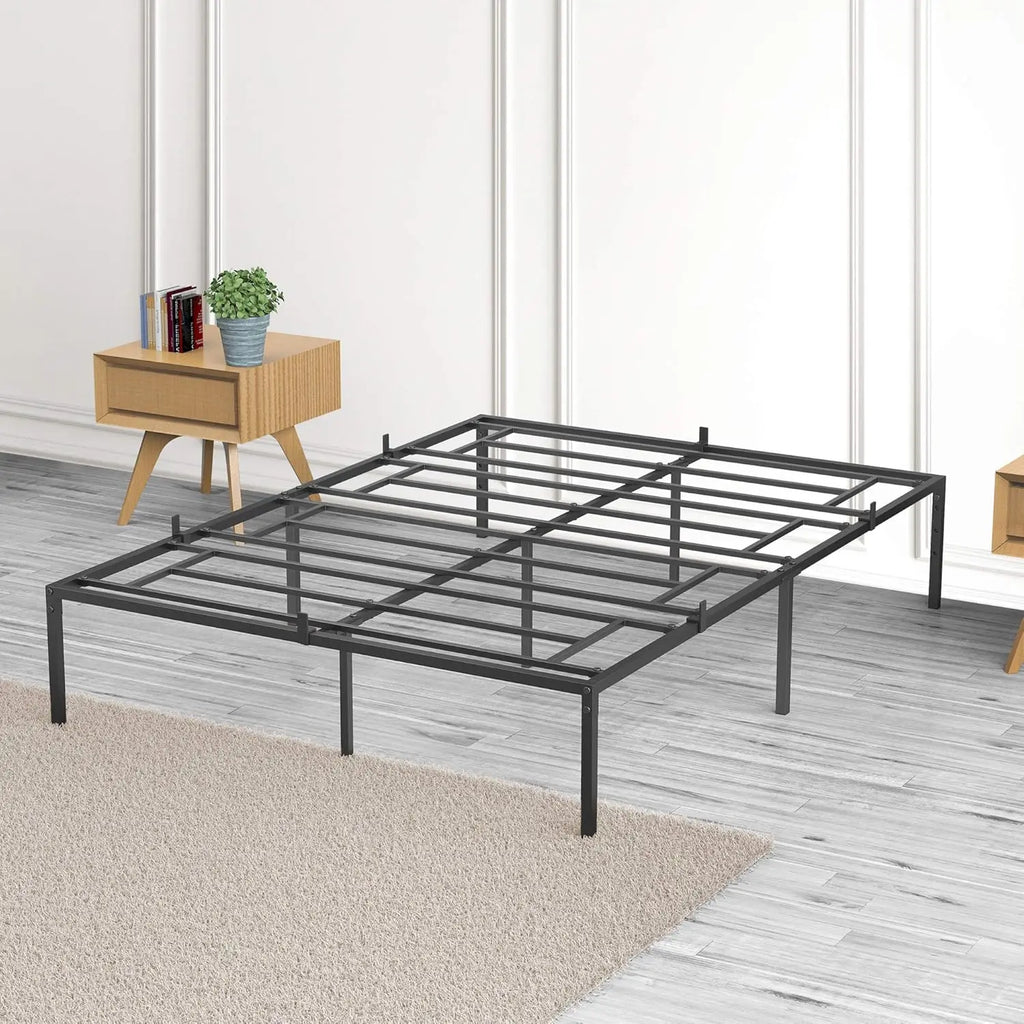 Twin/Full/Queen Size Modern Metal Bed Frame No Box Spring Needed Reinforced Steel Structure with Heavy Duty Metal Slats