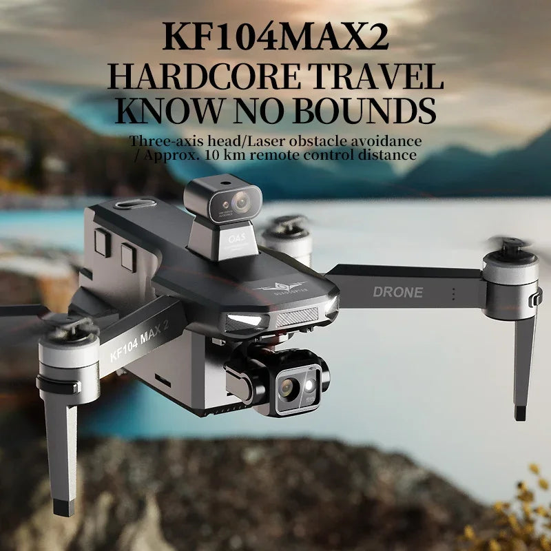 KF104 MAX2 Screen Control Drone 3-Axis Brushless Enhanced Pan Tilt+EIS Electronic Stable HD Camera Laser Obstacle Avoidance Dron