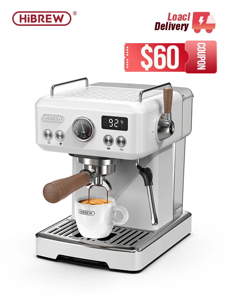 HiBREW H10plus Semi Automatic Espresso Coffee Machine DIY Function 20Bar Pressure Temperature Adjustable For Cappuccino & Latte