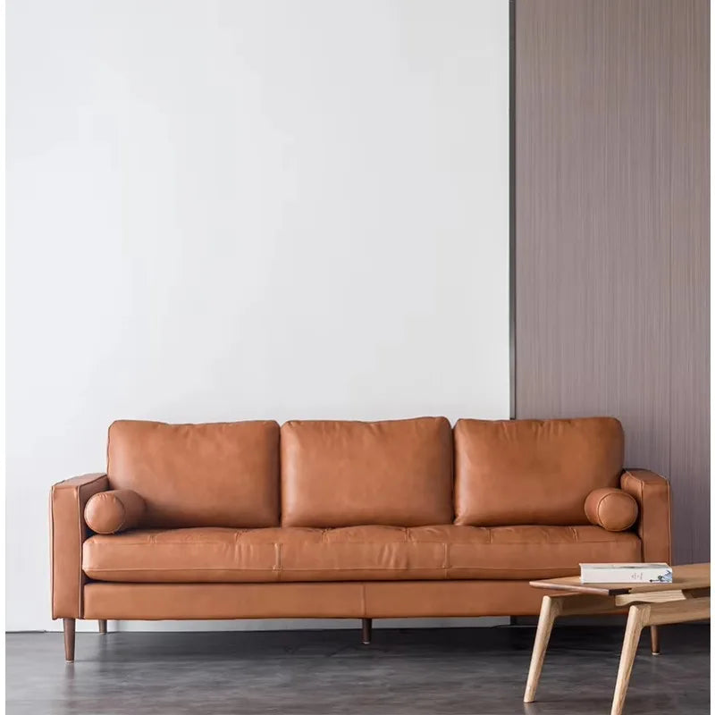 Indoor Furniture Luxury Wooden Frame Modern Living Room 3 Seater Leather Sofa