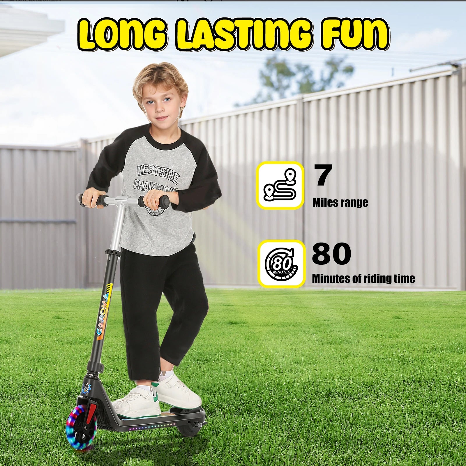 Electric Scooter for Kids Ages 6-14,120W Motor,Colorful Lights,Adjustable Height&Speed,LED Display,Foldable scooter,Idea Gift
