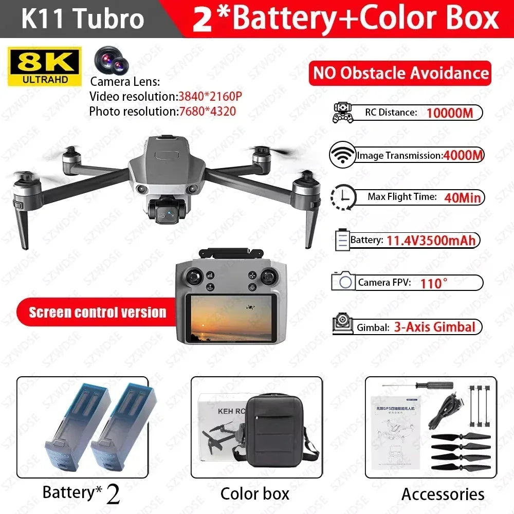 Cole Professional K11 Tubro Drone Aerial 8K HD Dual Camera with Built-in Airdrop Intelligent Obstacle Avoidance And RC Aircraft