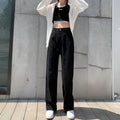 Korean Style High-waisted Slimming Wide-leg Jeans For Women 2021 Autumn New Versatile Loose-fit Straight-leg Floor Pants