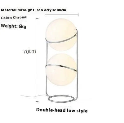 2024 Creative E27 Desk lamp LED Metal Chrome Light Living Room Hotel Room White Acrylic Ball Lights Home Art Deco Art Floor lamp