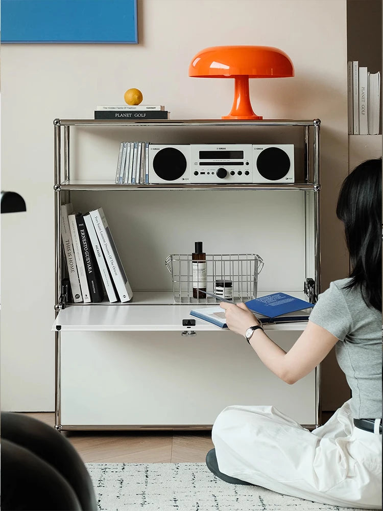 Storage Cabinet Stainless Steel Metal Sideboard Cabinet Dresser For Bedroom Modern Furniture