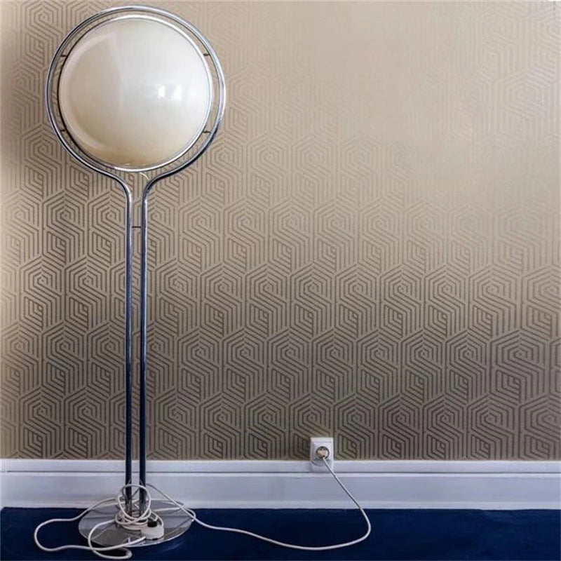 2024 Creative E27 Desk lamp LED Metal Chrome Light Living Room Hotel Room White Acrylic Ball Lights Home Art Deco Art Floor lamp