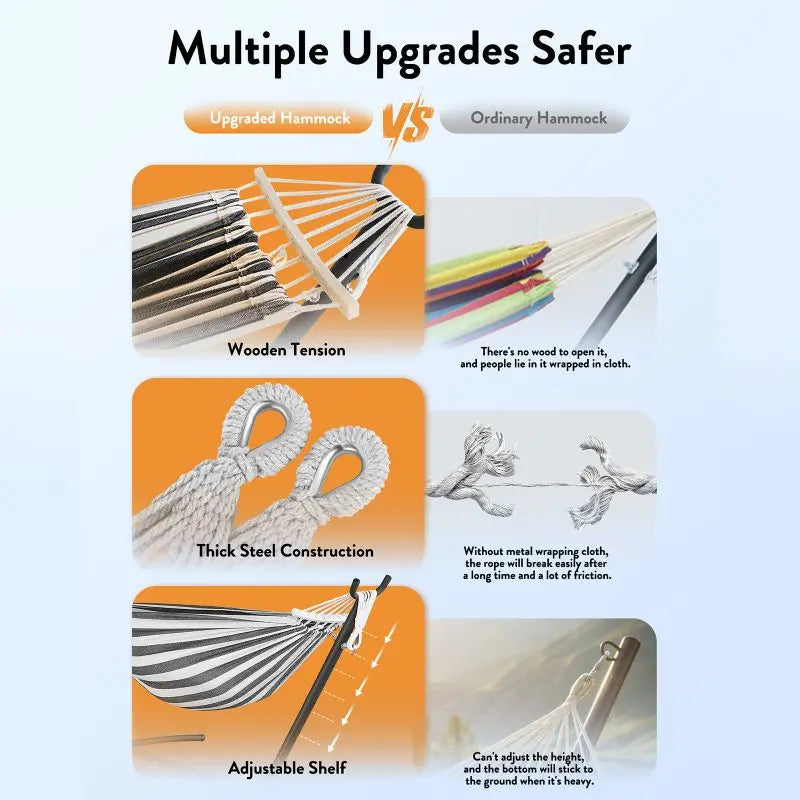 Gyroor Hammock with Adjustable Stand- Stylish Hammock Bed w/Storage Bag, 600lb Capacity