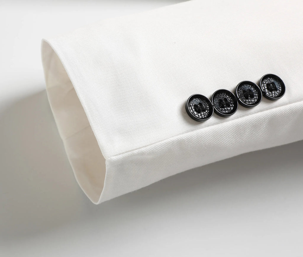 Men's Three-Piece White Suit, Anti-Wrinkle, No-Iron, Anti-Stick Fur Business Formal Suit, Four-Season Workplace Work Clothing Dr