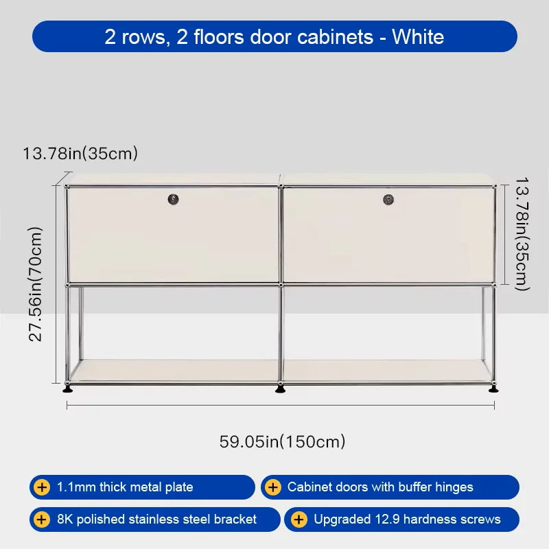 Storage Cabinet Stainless Steel Metal Sideboard Cabinet Dresser For Bedroom Modern Furniture