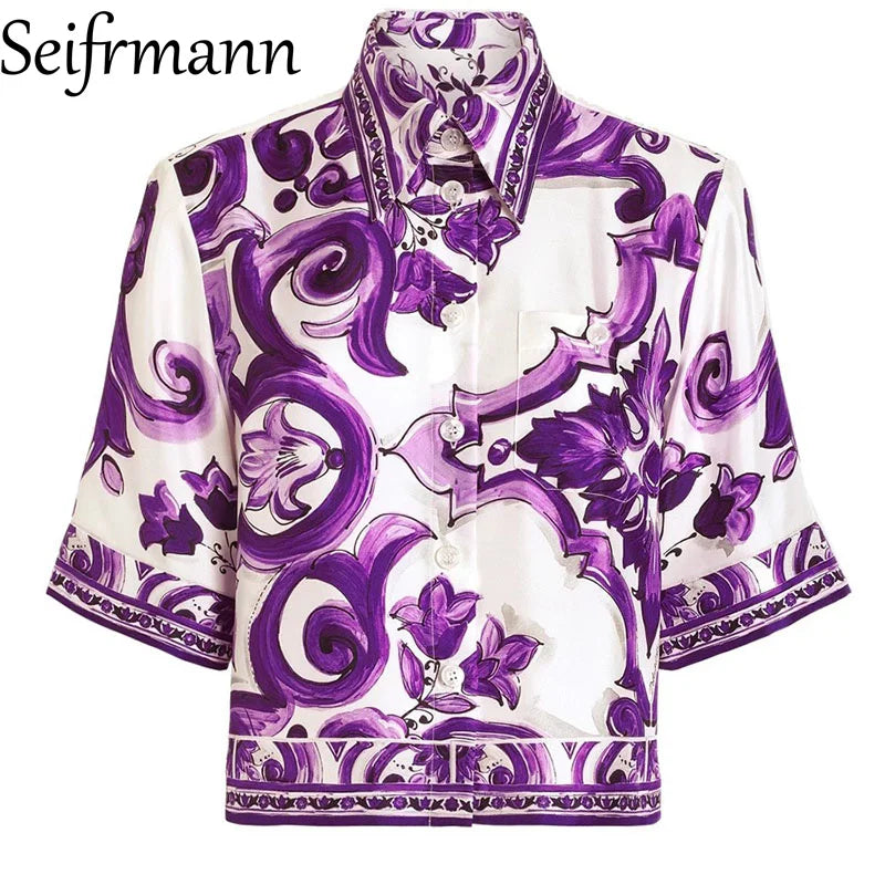 Seifrmann Women's Elegant Party Suit Sexy Spaghetti Strap Backless Slim Tops+Casual Pleated Skirt Print Cotton Two-piece set