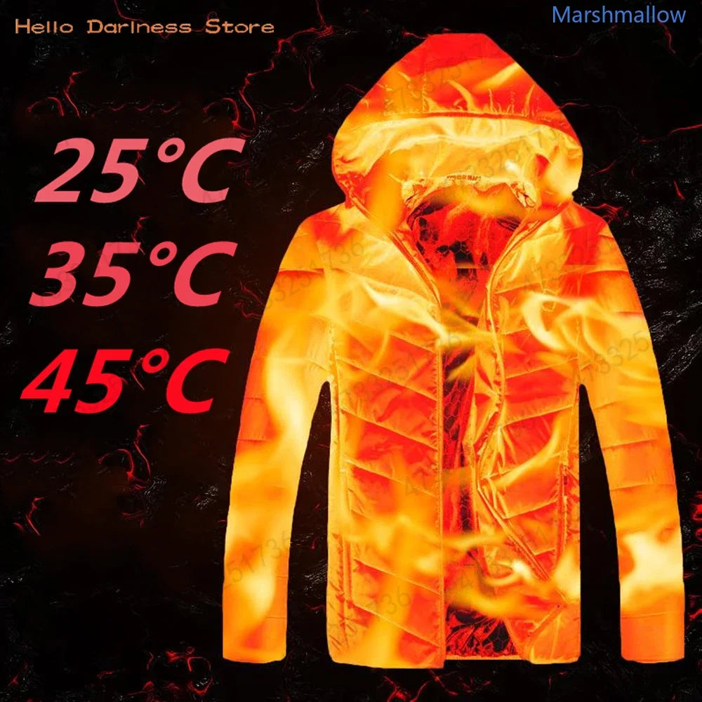 Men 21 Areas Heated Jacket USB Electric Heating Vest For Women Winter Outdoor Warm Thermal Coat Parka Jacket Unisex