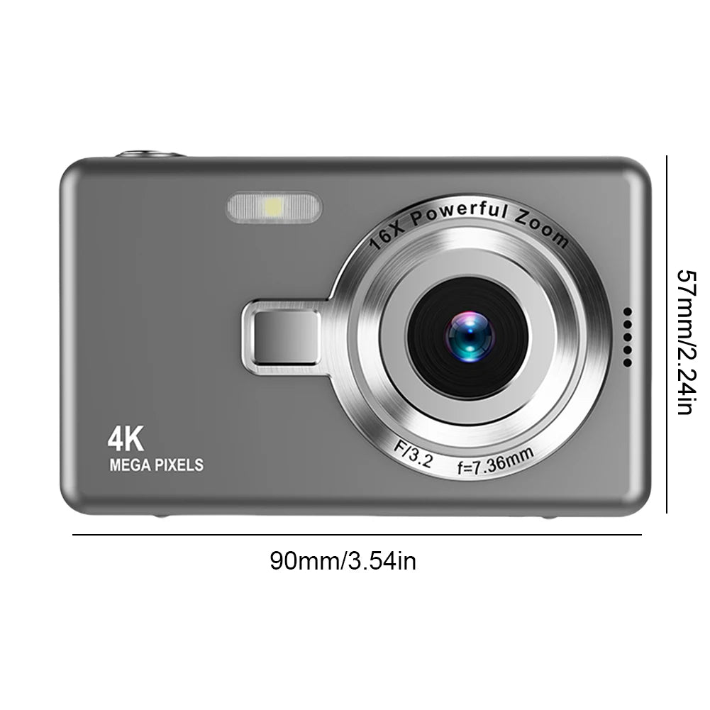 4K HD 1080P Digital Camera 96MP Portable Vlogging Camera 16X Zoom Camcorder Camera 2.4 Inch IPS Screen for Kids Adults Beginners