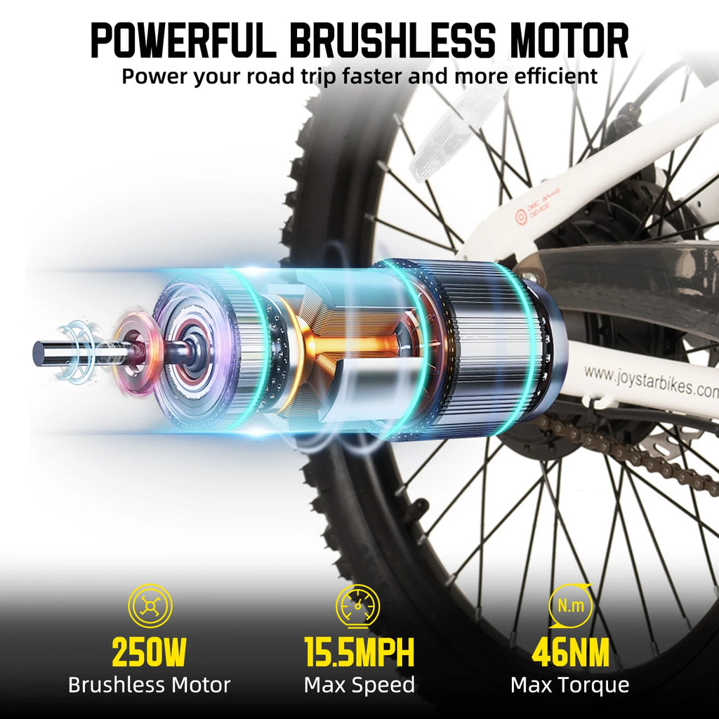 JOYSTAR Electric Bike for Kids Teens Ages 7+ with 250W Motor, 15 Miles 15MPH Electric Mountain Bicycle Safe Mini E bikes