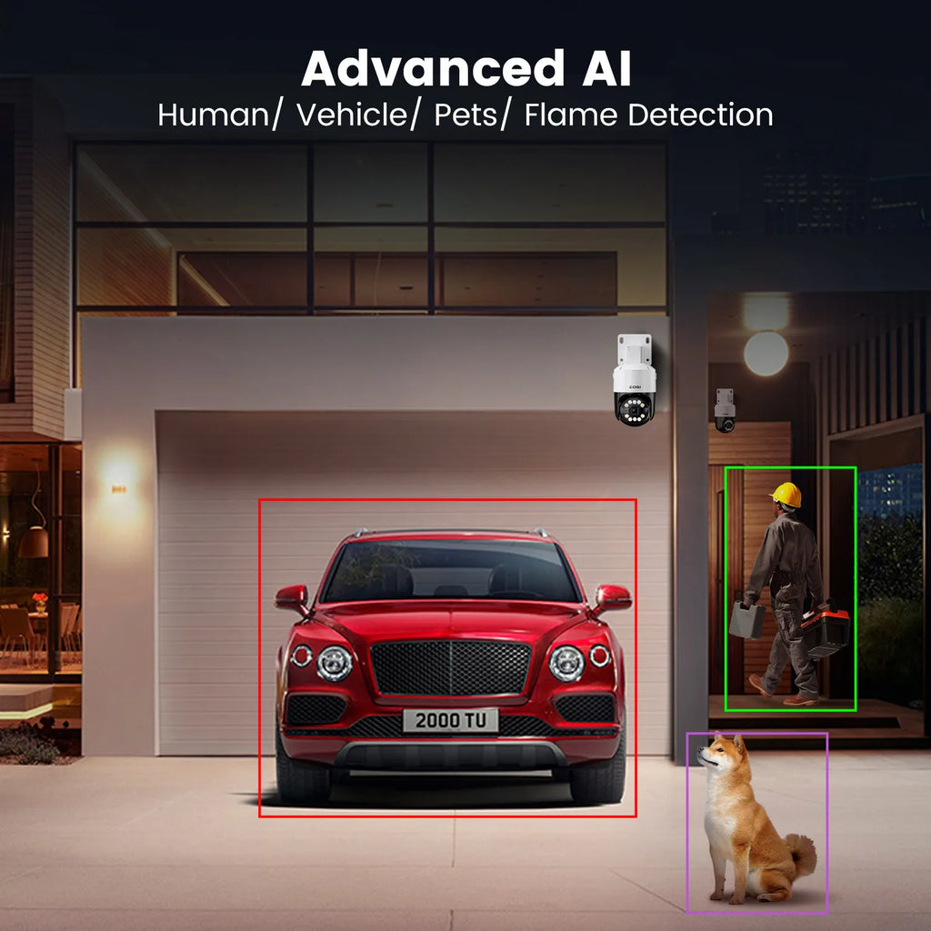 ZOSI 8MP/5MP HD PTZ PoE CCTV Security Camera System AI Person Vehicle Detection 4K 8CH Expand 16CH NVR Video Surveillance IP Cam