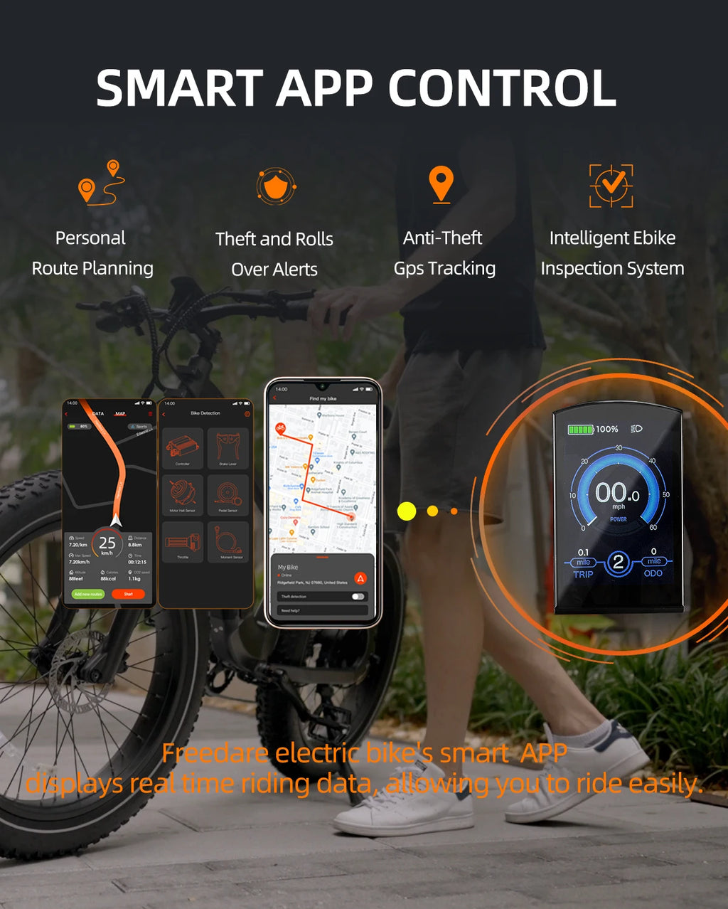 Freedare Electric Bicycle for Men Mountain E-Bike 250W 48V 20AH Battery App Control 27.5" City Riding Road Adult Electric Bikes