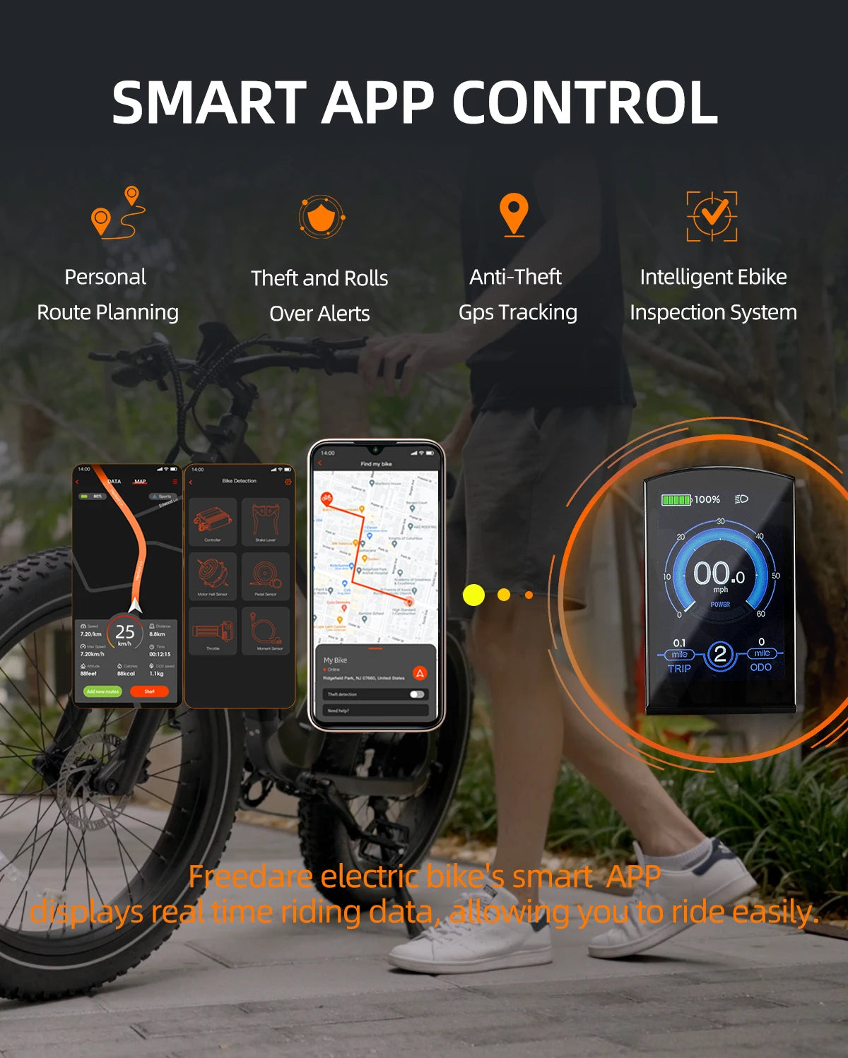 Freedare Electric Bicycle for Men Mountain E-Bike 250W 48V 20AH Battery App Control 27.5" City Riding Road Adult Electric Bikes