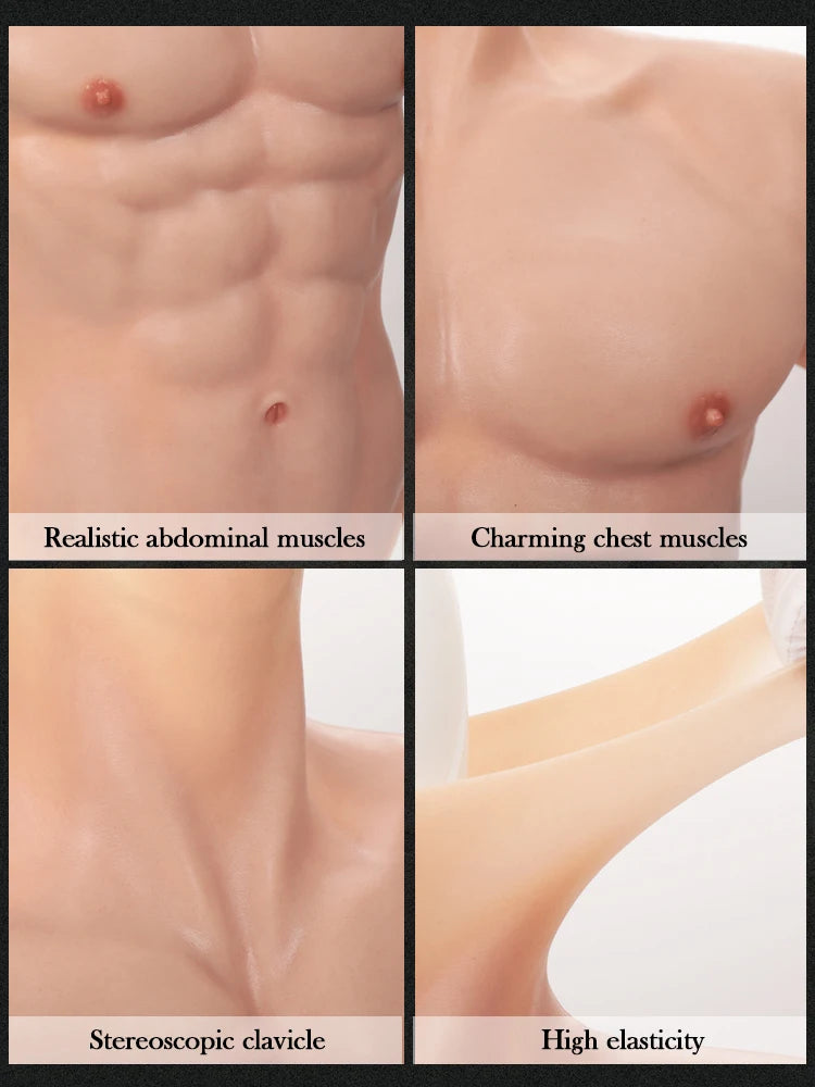 Eyung Silicone Muscle Suit For Man Cosplay Costume Male Fake Chest Bodysuit Realistic Simulation Muscles for Halloween lifelike