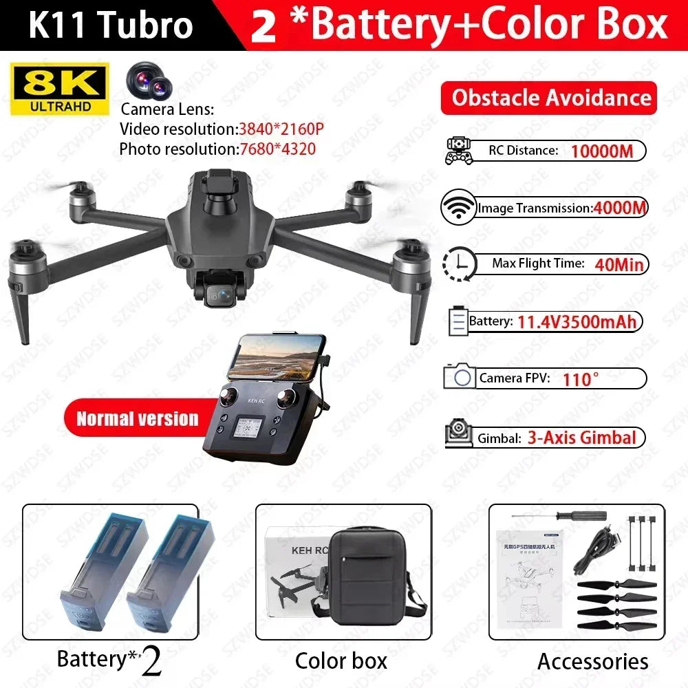 Cole Professional K11 Tubro Drone Aerial 8K HD Dual Camera with Built-in Airdrop Intelligent Obstacle Avoidance And RC Aircraft