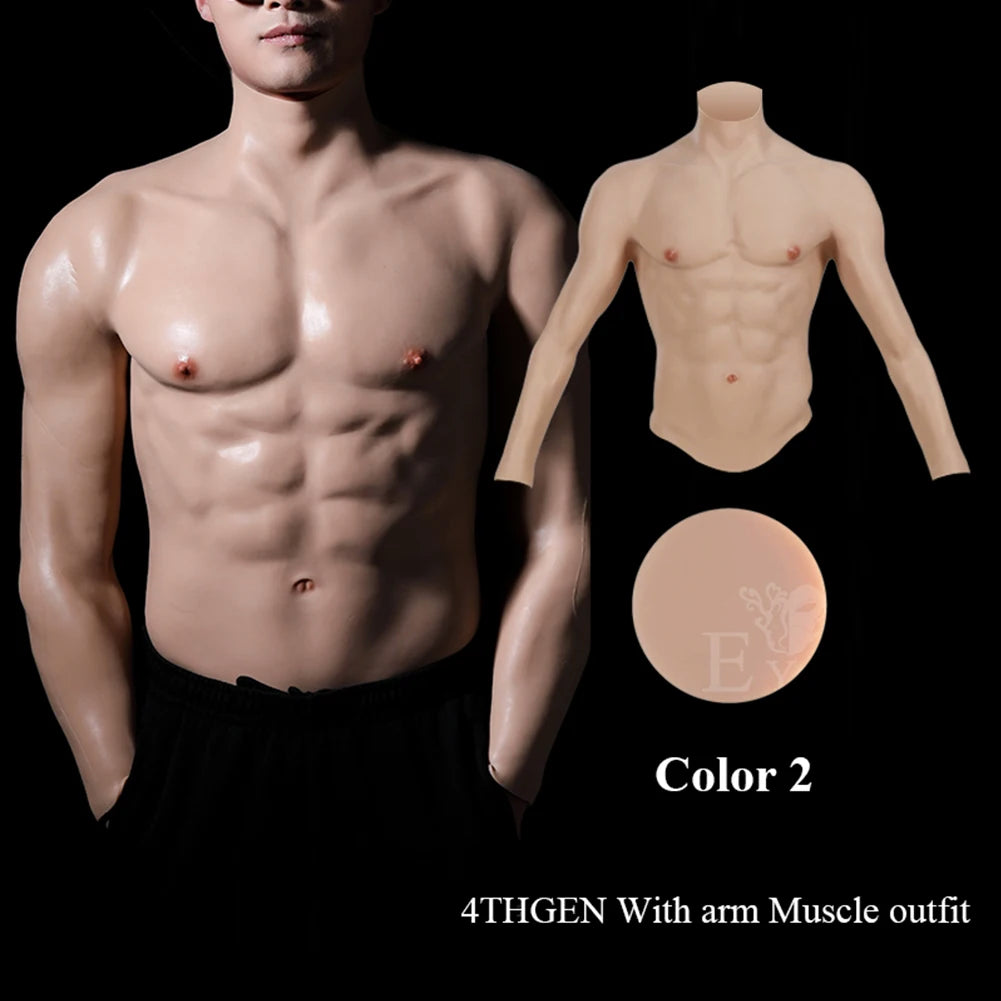 Eyung Silicone Muscle Suit For Man Cosplay Costume Male Fake Chest Bodysuit Realistic Simulation Muscles for Halloween lifelike