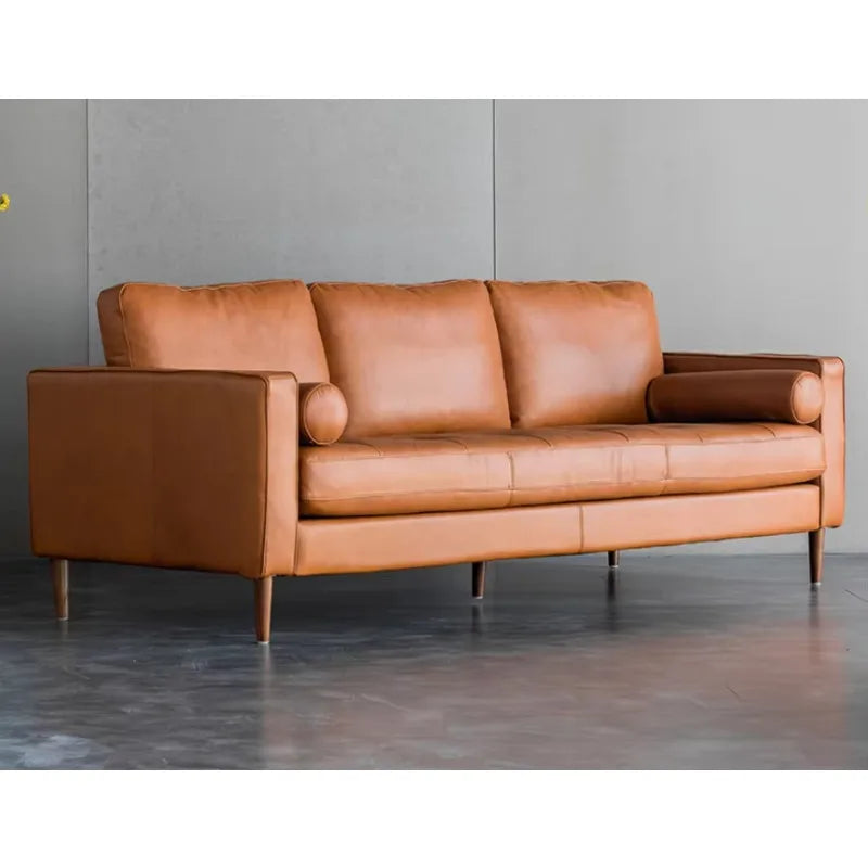 Indoor Furniture Luxury Wooden Frame Modern Living Room 3 Seater Leather Sofa