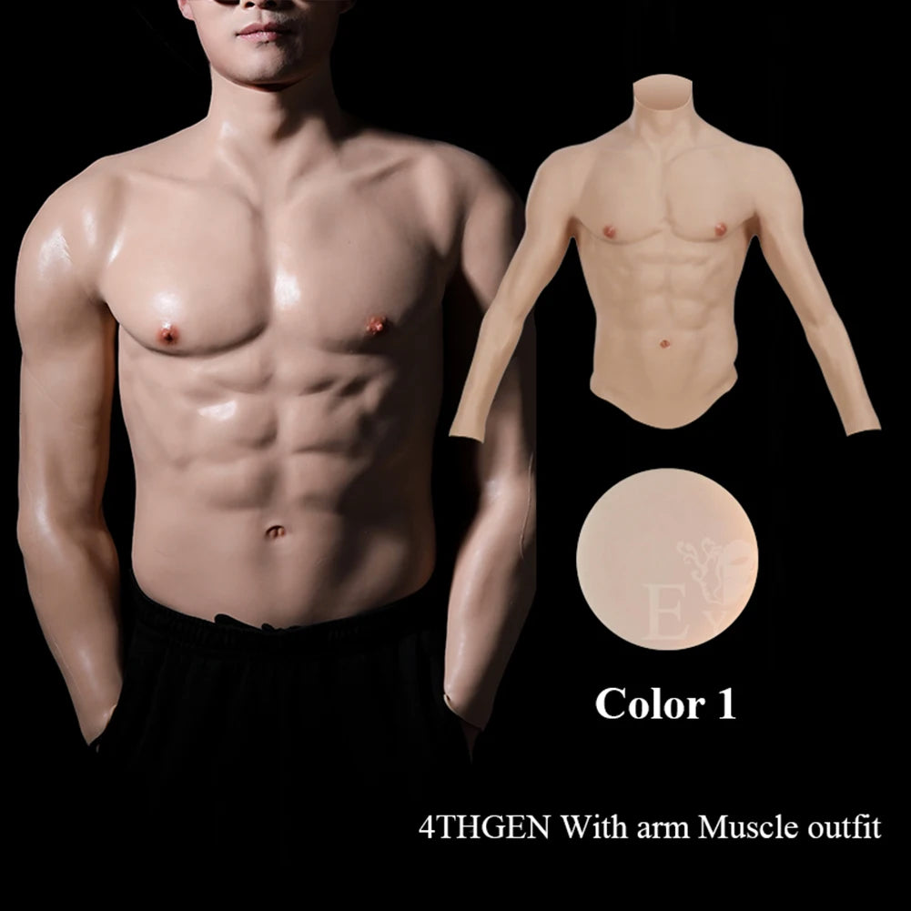 Eyung Silicone Muscle Suit For Man Cosplay Costume Male Fake Chest Bodysuit Realistic Simulation Muscles for Halloween lifelike