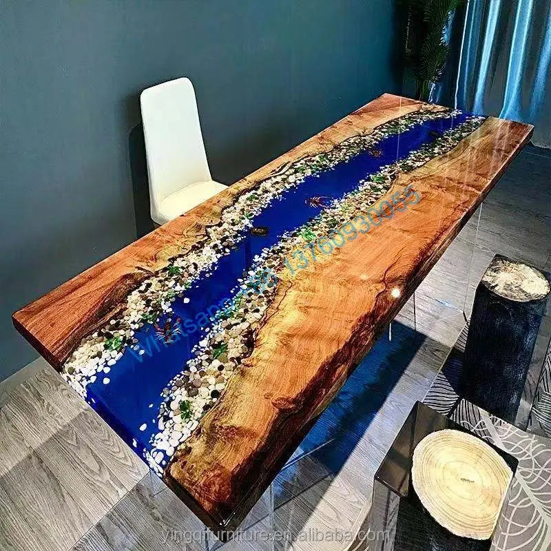 Patio New Outdoor Modern Design 2023 Customization Walnut Dining bar table restaurant table Resin Epoxy table