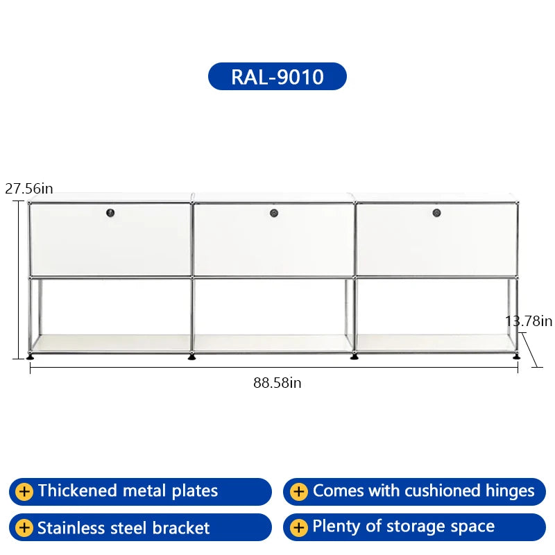 Storage Cabinet Stainless Steel Metal Sideboard Cabinet Dresser For Bedroom Modern Furniture